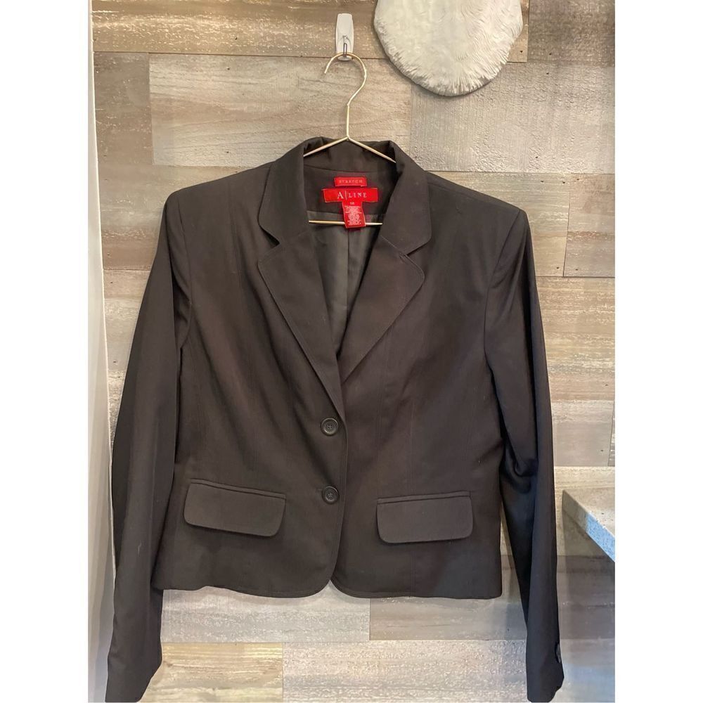 A Line stretch 12 black polyester tailored 2 button blazer